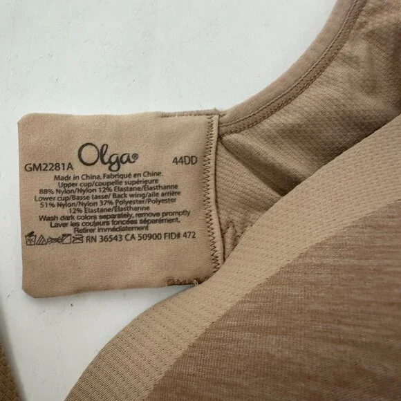 EUC Womens Bali  Olga Tan Bra Wireless 44DD 44 DD GM2281A KFT - Picture 2 of 3